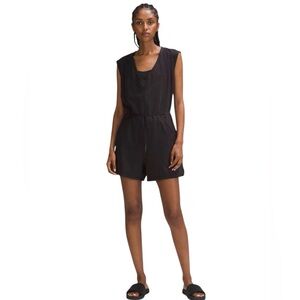 Stay cozy and chic in this Lululemon French Terry V-Neck Romper Classic Black
